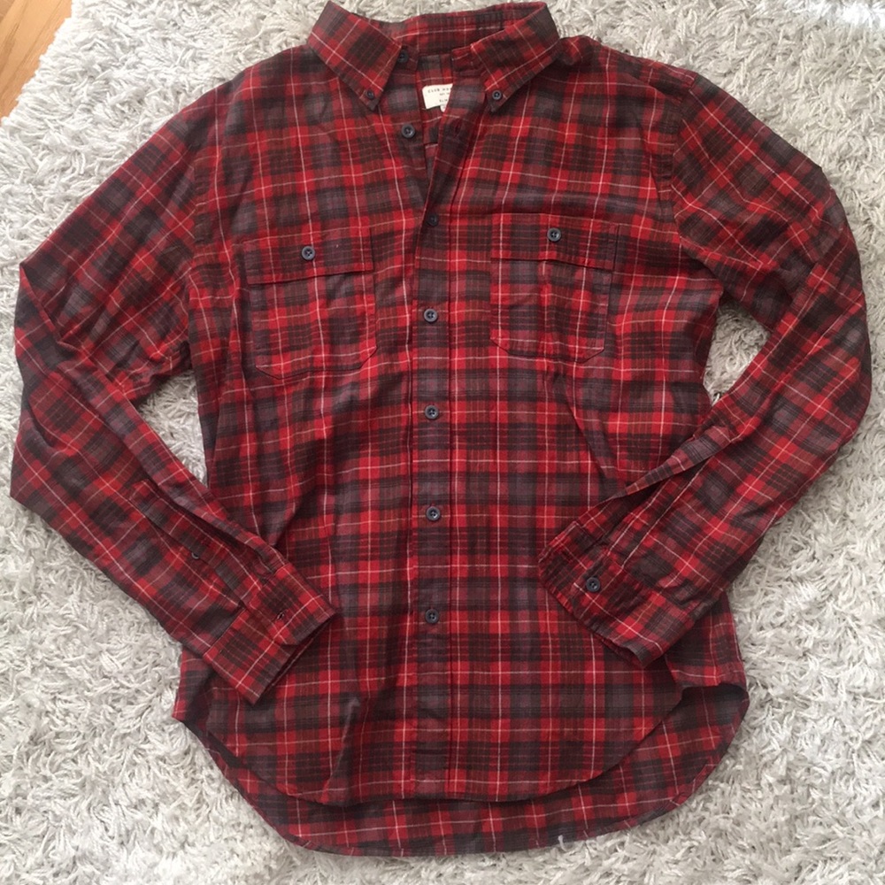 NWT Club Monaco Red Plaid Shirt - Large Slim Fit